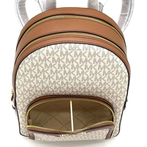 Michael Kors Jaycee Medium Zip Packet Backpack Vanilla/Brown - Picture 6 of 11